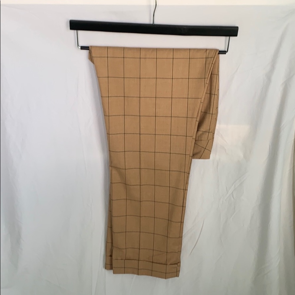 Tan and Black Plaid Slim Ankle Pant